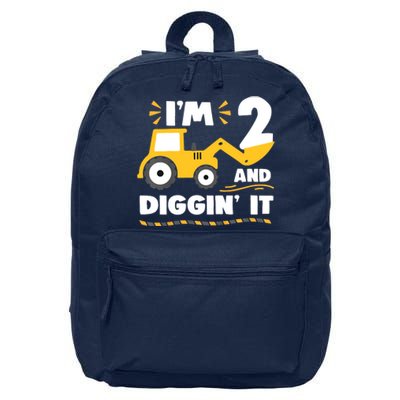 Construction Excavator 2 Years Old 2nd Birthday 16 in Basic Backpack