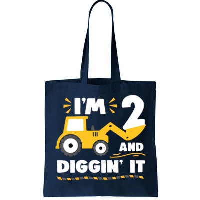 Construction Excavator 2 Years Old 2nd Birthday Tote Bag