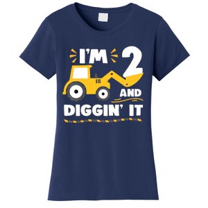 Construction Excavator 2 Years Old 2nd Birthday Women's T-Shirt