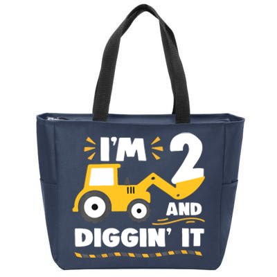 Construction Excavator 2 Years Old 2nd Birthday Zip Tote Bag