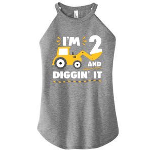 Construction Excavator 2 Years Old 2nd Birthday Women's Perfect Tri Rocker Tank