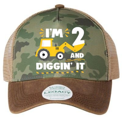 Construction Excavator 2 Years Old 2nd Birthday Boy Gift Legacy Tie Dye Trucker Hat