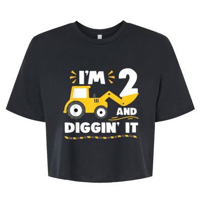 Construction Excavator 2 Years Old 2nd Birthday Boy Gift Bella+Canvas Jersey Crop Tee