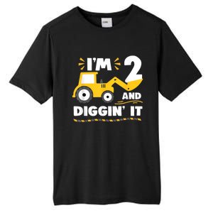 Construction Excavator 2 Years Old 2nd Birthday Boy Gift Tall Fusion ChromaSoft Performance T-Shirt