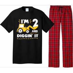 Construction Excavator 2 Years Old 2nd Birthday Boy Gift Pajama Set