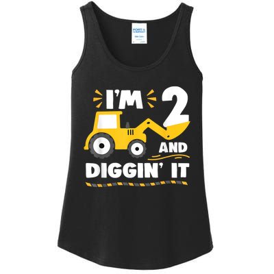 Construction Excavator 2 Years Old 2nd Birthday Boy Gift Ladies Essential Tank