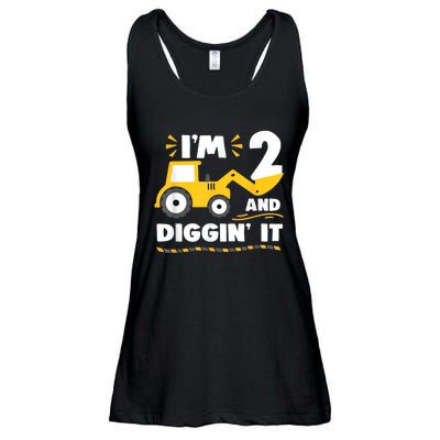 Construction Excavator 2 Years Old 2nd Birthday Boy Gift Ladies Essential Flowy Tank