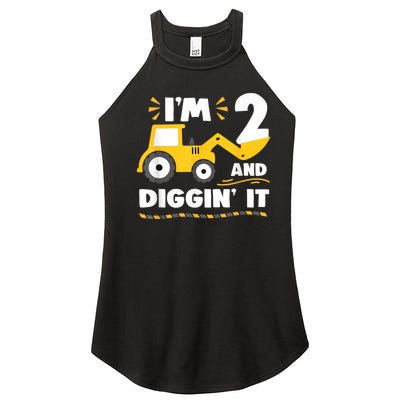 Construction Excavator 2 Years Old 2nd Birthday Boy Gift Women’s Perfect Tri Rocker Tank