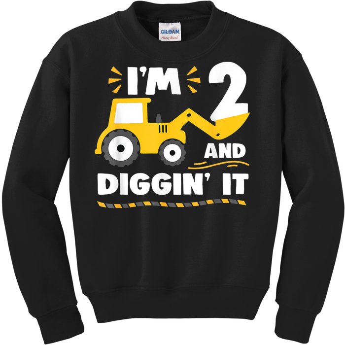 Construction Excavator 2 Years Old 2nd Birthday Boy Gift Kids Sweatshirt