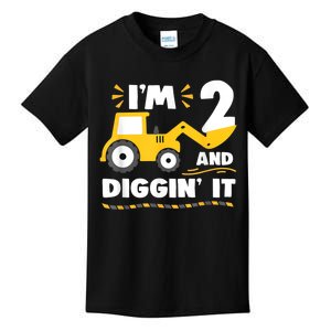 Construction Excavator 2 Years Old 2nd Birthday Boy Gift Kids T-Shirt