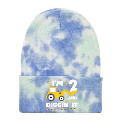 Construction Excavator 2 Years Old 2nd Birthday Boy Gift Tie Dye 12in Knit Beanie