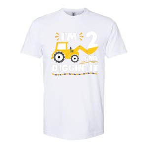 Construction Excavator 2 Years Old 2nd Birthday Boy Gift Softstyle CVC T-Shirt