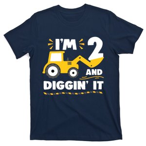 Construction Excavator 2 Years Old 2nd Birthday Boy T-Shirt