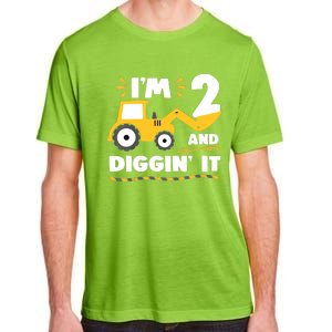 Construction Excavator 2 Years Old 2nd Birthday Adult ChromaSoft Performance T-Shirt