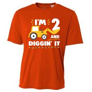 Construction Excavator 2 Years Old 2nd Birthday Cooling Performance Crew T-Shirt