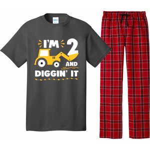 Construction Excavator 2 Years Old 2nd Birthday Pajama Set