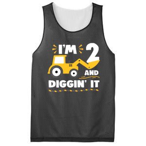 Construction Excavator 2 Years Old 2nd Birthday Mesh Reversible Basketball Jersey Tank