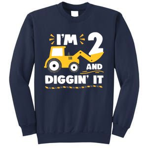 Construction Excavator 2 Years Old 2nd Birthday Sweatshirt