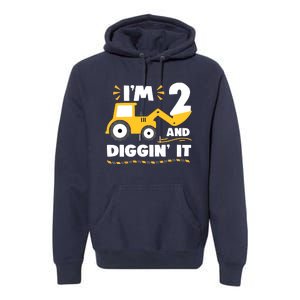 Construction Excavator 2 Years Old 2nd Birthday Premium Hoodie