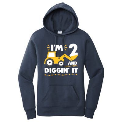 Construction Excavator 2 Years Old 2nd Birthday Women's Pullover Hoodie