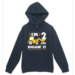 Construction Excavator 2 Years Old 2nd Birthday Urban Pullover Hoodie