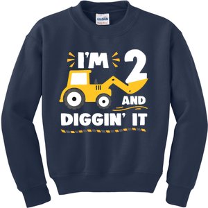 Construction Excavator 2 Years Old 2nd Birthday Kids Sweatshirt