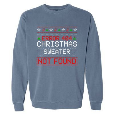 Computer Error 404 Ugly Christmas Funny Not Found Pajama Garment-Dyed Sweatshirt