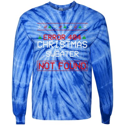 Computer Error 404 Ugly Christmas Funny Not Found Pajama Tie-Dye Long Sleeve Shirt