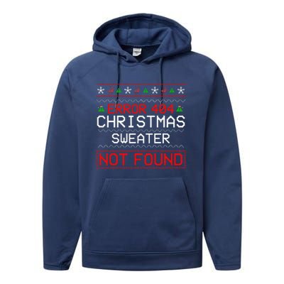 Computer Error 404 Ugly Christmas Funny Not Found Pajama Performance Fleece Hoodie