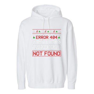 Computer Error 404 Ugly Christmas Funny Not Found Pajama Garment-Dyed Fleece Hoodie