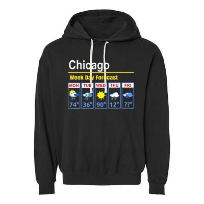 Chicago Erratic 5 Day Weather Forecast Garment-Dyed Fleece Hoodie