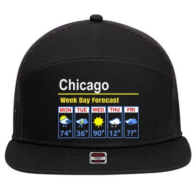 Chicago Erratic 5 Day Weather Forecast 7 Panel Mesh Trucker Snapback Hat