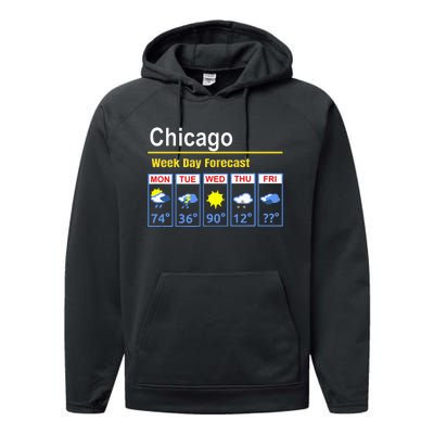 Chicago Erratic 5 Day Weather Forecast Performance Fleece Hoodie