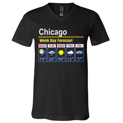 Chicago Erratic 5 Day Weather Forecast V-Neck T-Shirt