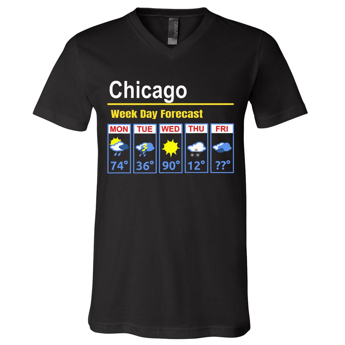 Chicago Erratic 5 Day Weather Forecast V-Neck T-Shirt