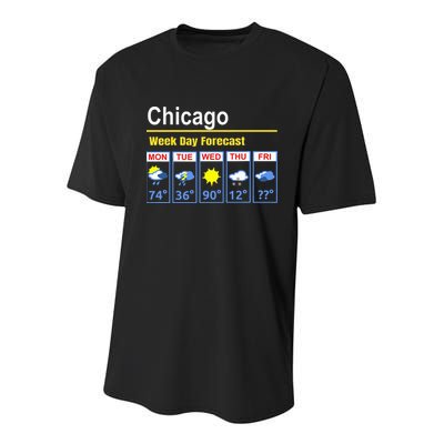 Chicago Erratic 5 Day Weather Forecast Youth Performance Sprint T-Shirt