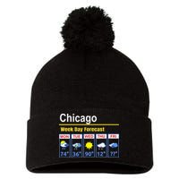 Chicago Erratic 5 Day Weather Forecast Pom Pom 12in Knit Beanie