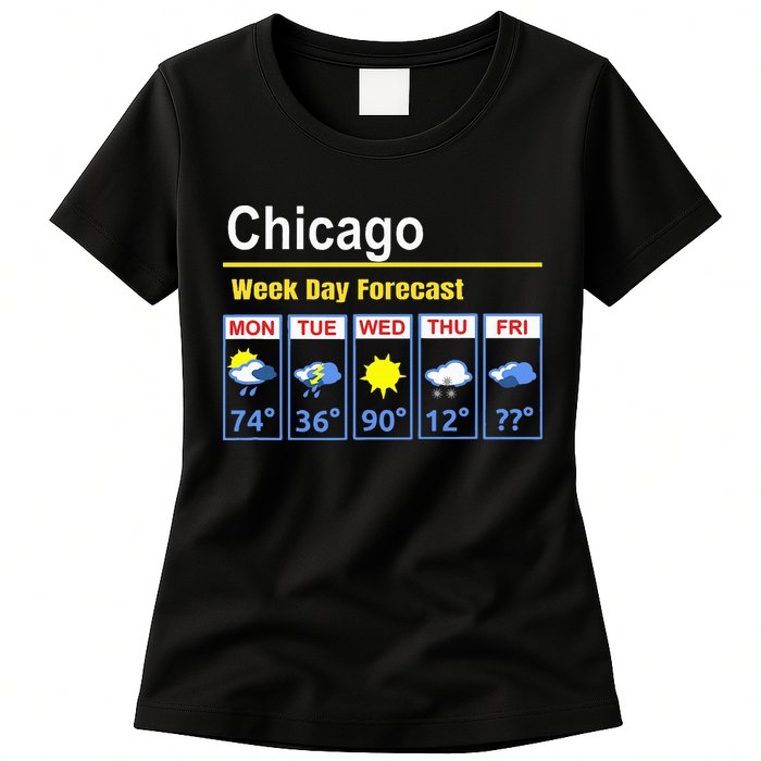 Chicago Erratic 5 Day Weather Forecast Womens T-Shirt