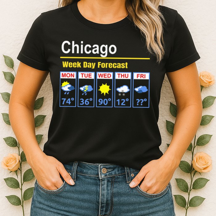 Chicago Erratic 5 Day Weather Forecast Womens T-Shirt