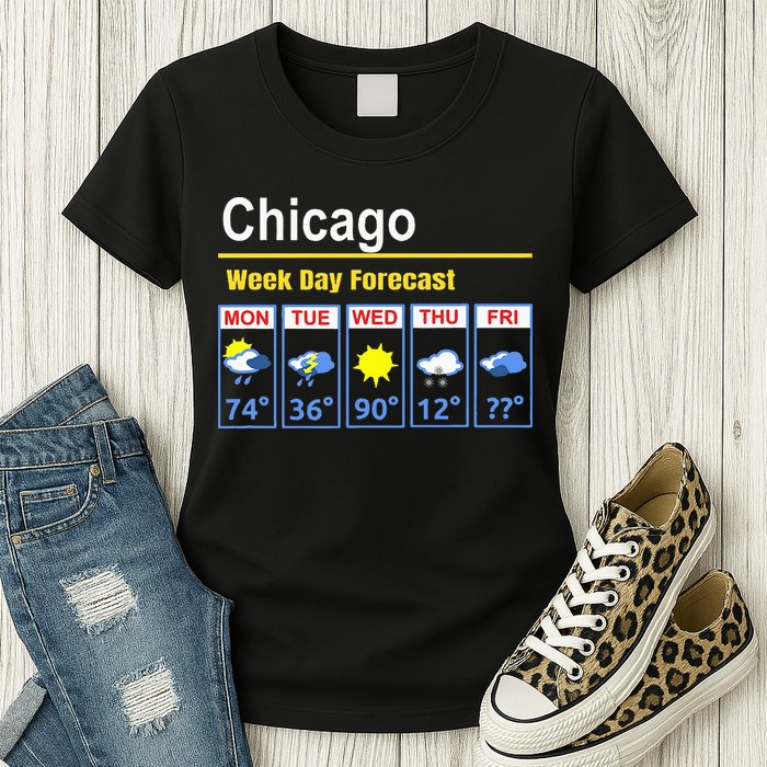 Chicago Erratic 5 Day Weather Forecast Womens T-Shirt