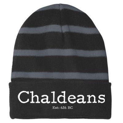 Chaldeans Established 626 BC Striped Beanie with Solid Band