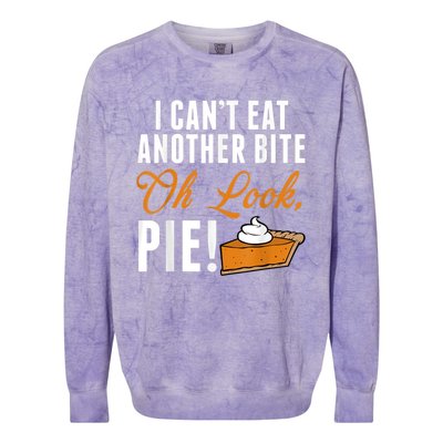 Can't Eat Another Bite Oh Look Pie Funny Thanksgiving Colorblast Crewneck Sweatshirt