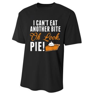 Can't Eat Another Bite Oh Look Pie Funny Thanksgiving Performance Sprint T-Shirt