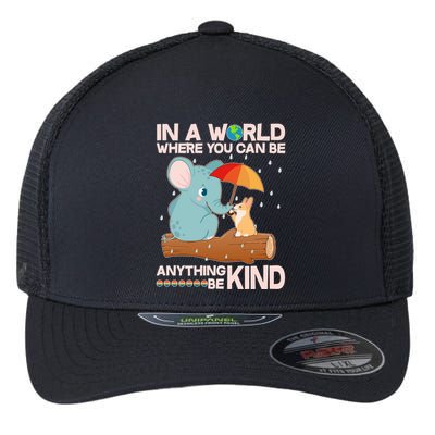 Cute Elephant And Corgi Be Kind Flexfit Unipanel Trucker Cap