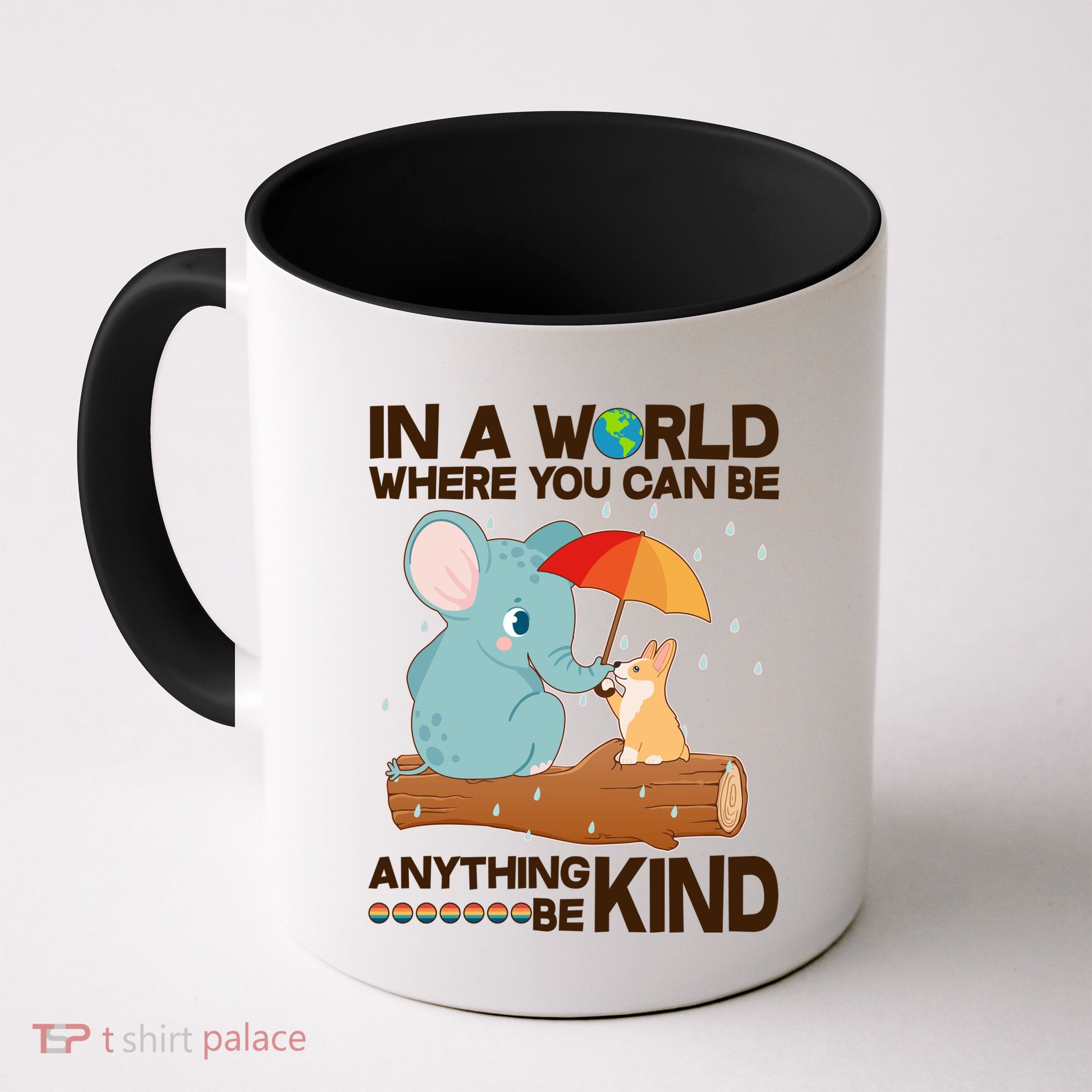 Cute Elephant And Corgi Be Kind Mug