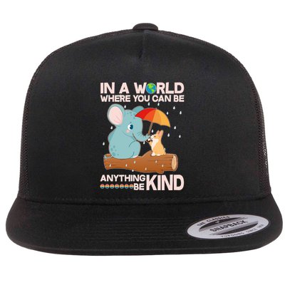 Cute Elephant And Corgi Be Kind Flatbill Hat