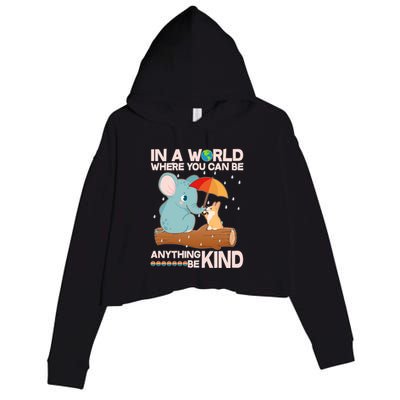 Cute Elephant And Corgi Be Kind Crop Fleece Hoodie