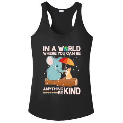 Cute Elephant And Corgi Be Kind Ladies PosiCharge Competitor Racerback Tank