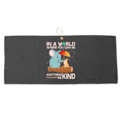 Cute Elephant And Corgi Be Kind Large Microfiber Waffle Golf Towel