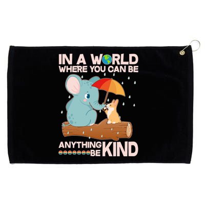 Cute Elephant And Corgi Be Kind Grommeted Golf Towel